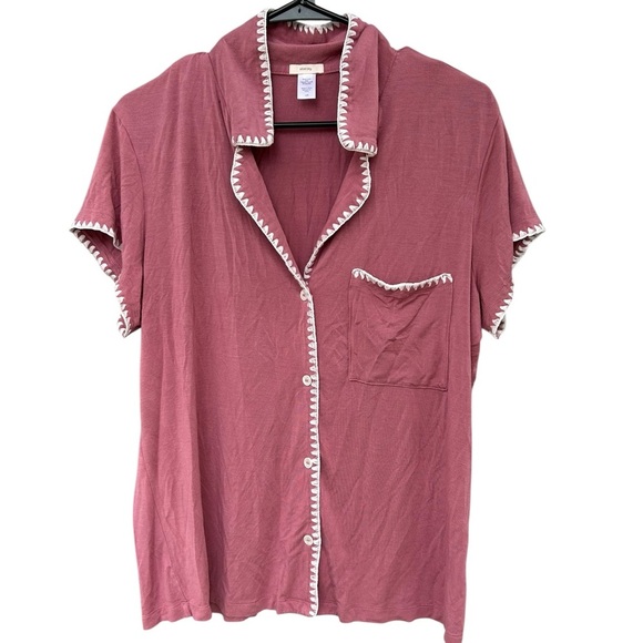 Eberjay Frida Whipstitch Jersey Knit Pajama Top - Pink - Size Large - Picture 3 of 8